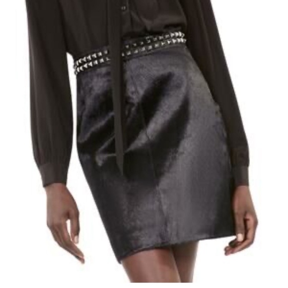 The Kooples- Stud-Embellished Calf Hair Leather Mini- jupe en cuir boutons - XS - Picture 5 of 10